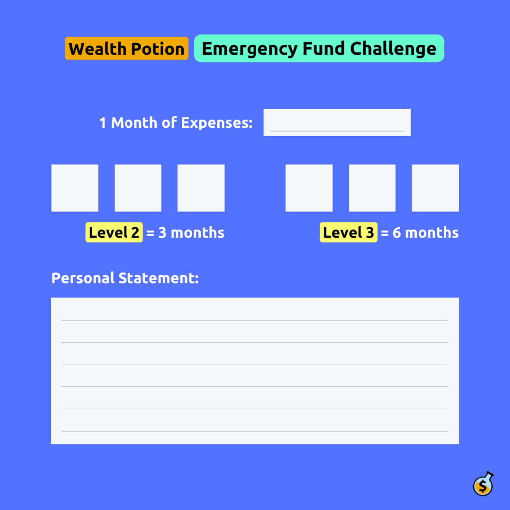 Wealth Potion Emergency Fund Challenge - Level 2 and 3